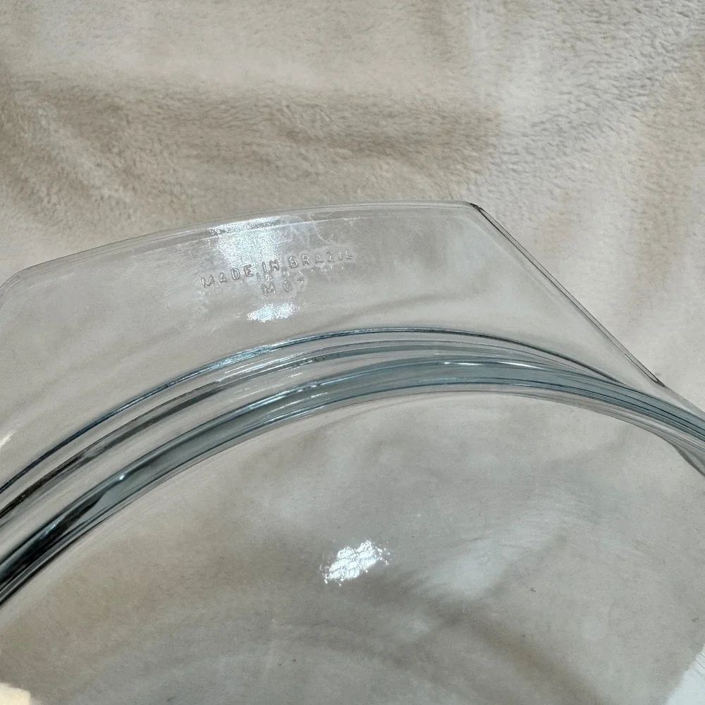Marinex Round Glass Blue Tint Baking‎ Dish Pie Plate Ovenware Made in Brazil M07